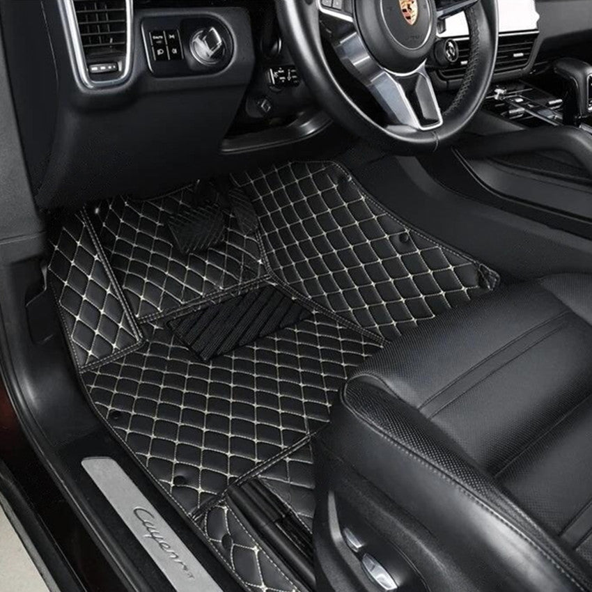 Car floor mats, classic diamond pattern, customizable logo
